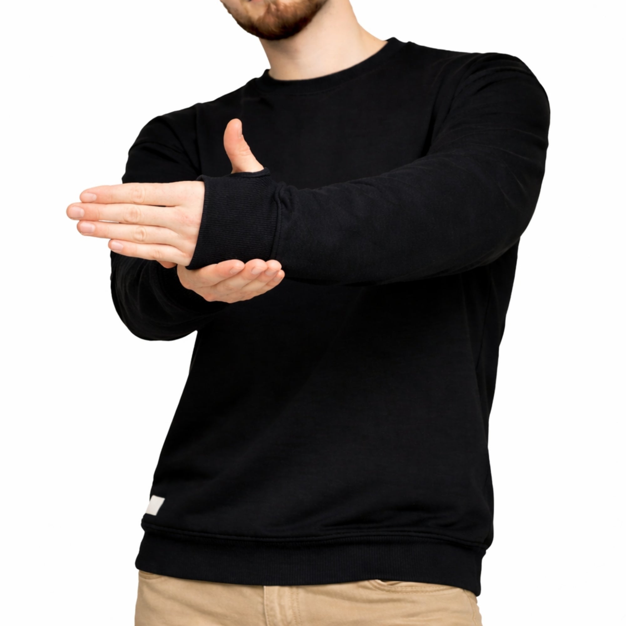 Black Sweatshirt with Thumbhole Sleeves