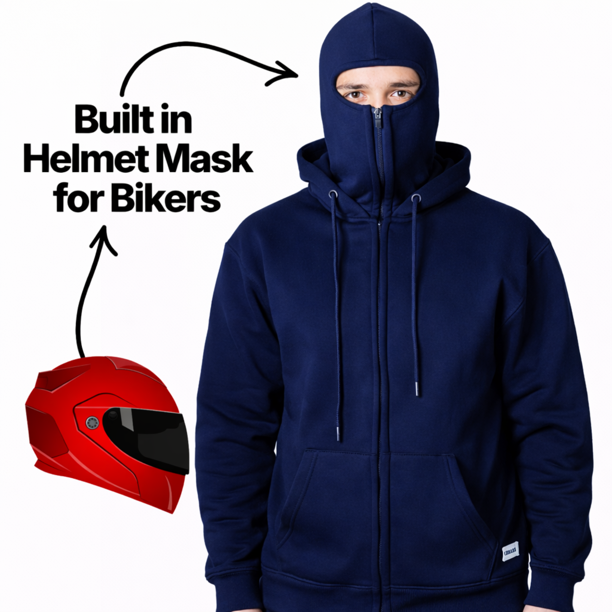 Balaclava Hoodie - Navy Blue Daku Mode