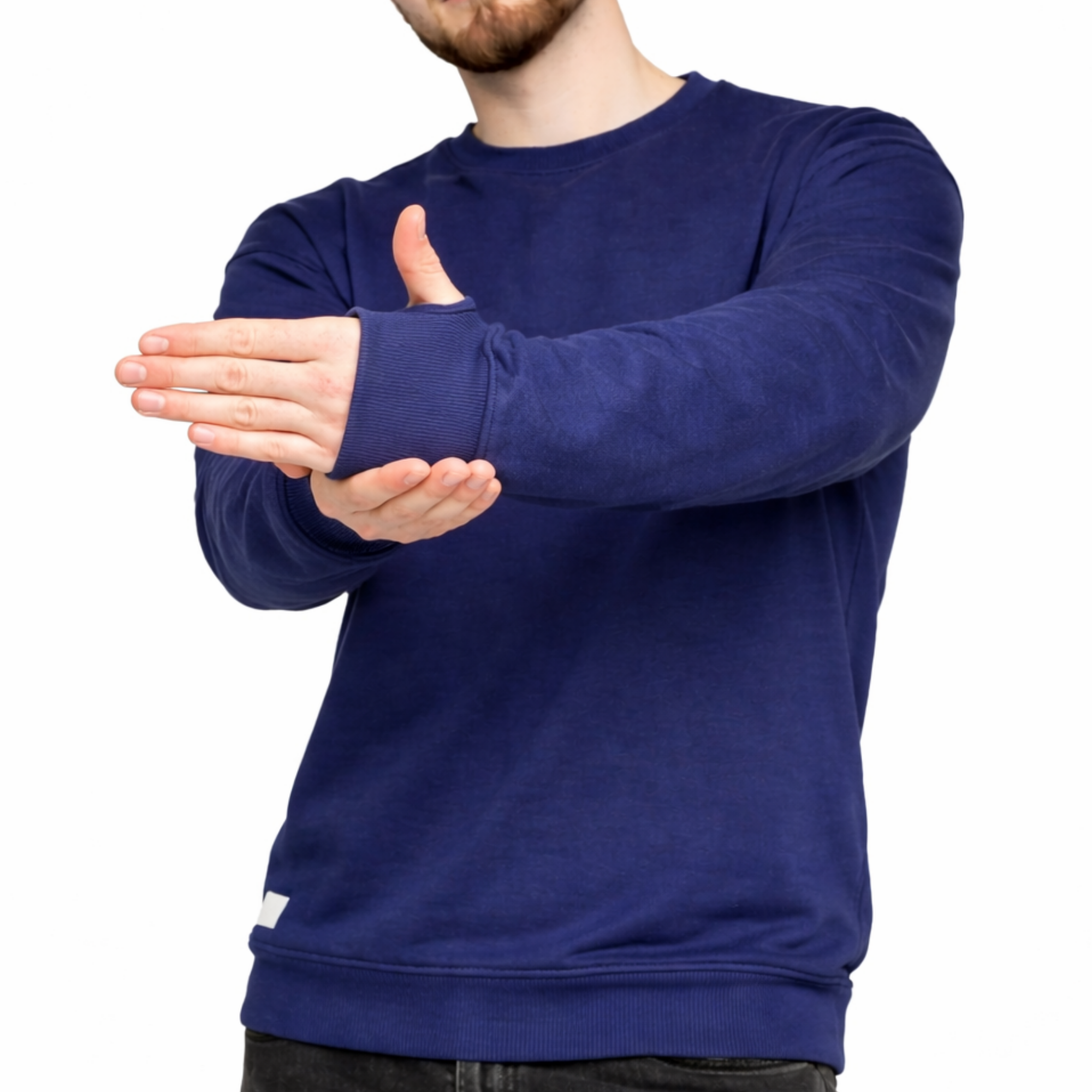 Navy Sweatshirt with Thumbhole Sleeves