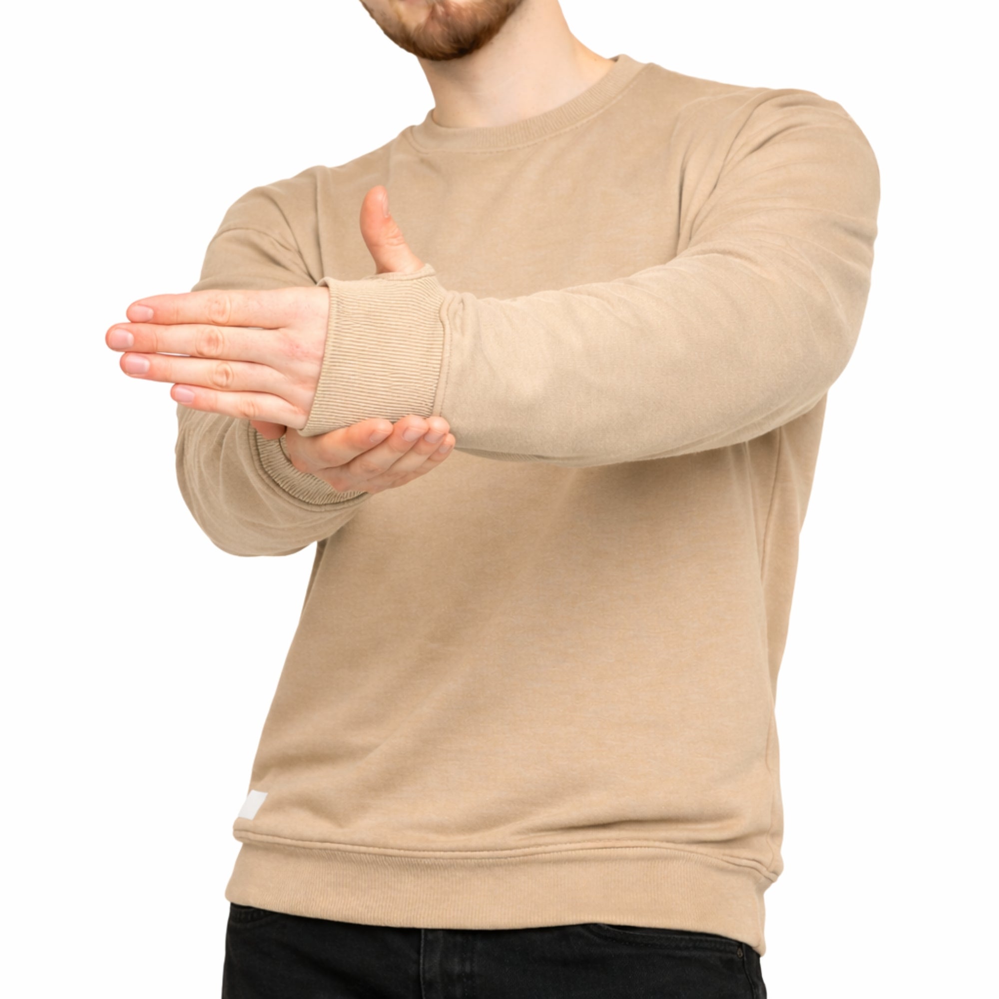 Baige Sweatshirt with Thumbhole Sleeves