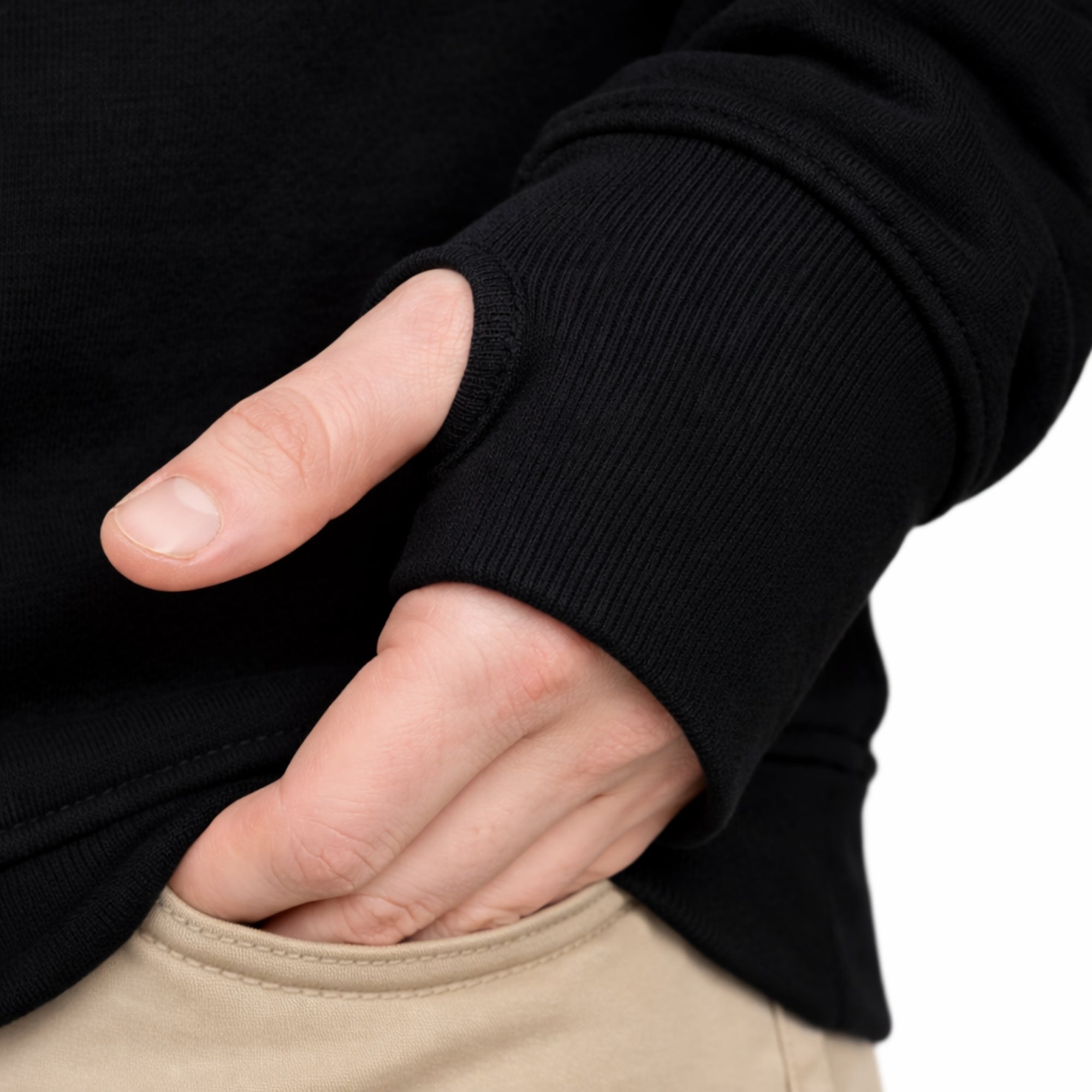 Black Sweatshirt with Thumbhole Sleeves