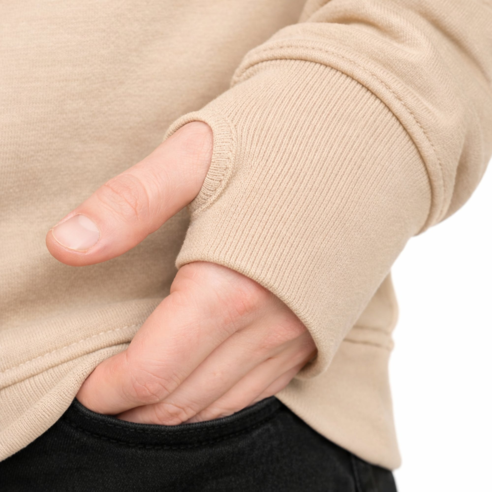 Baige Sweatshirt with Thumbhole Sleeves