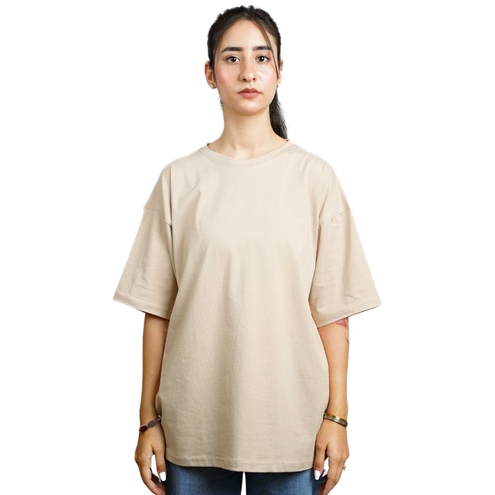 Beige Drop Shoulder T-Shirt | Unisex