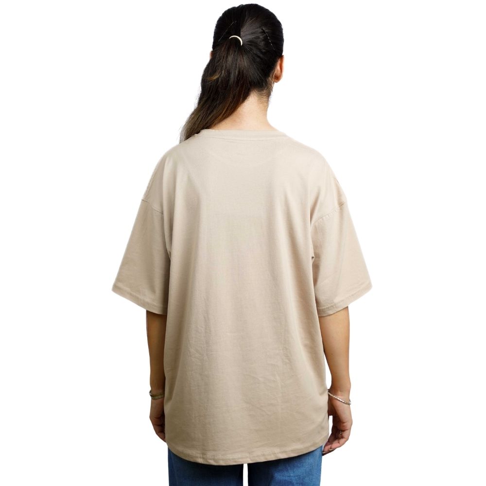 Beige Drop Shoulder T-Shirt | Unisex