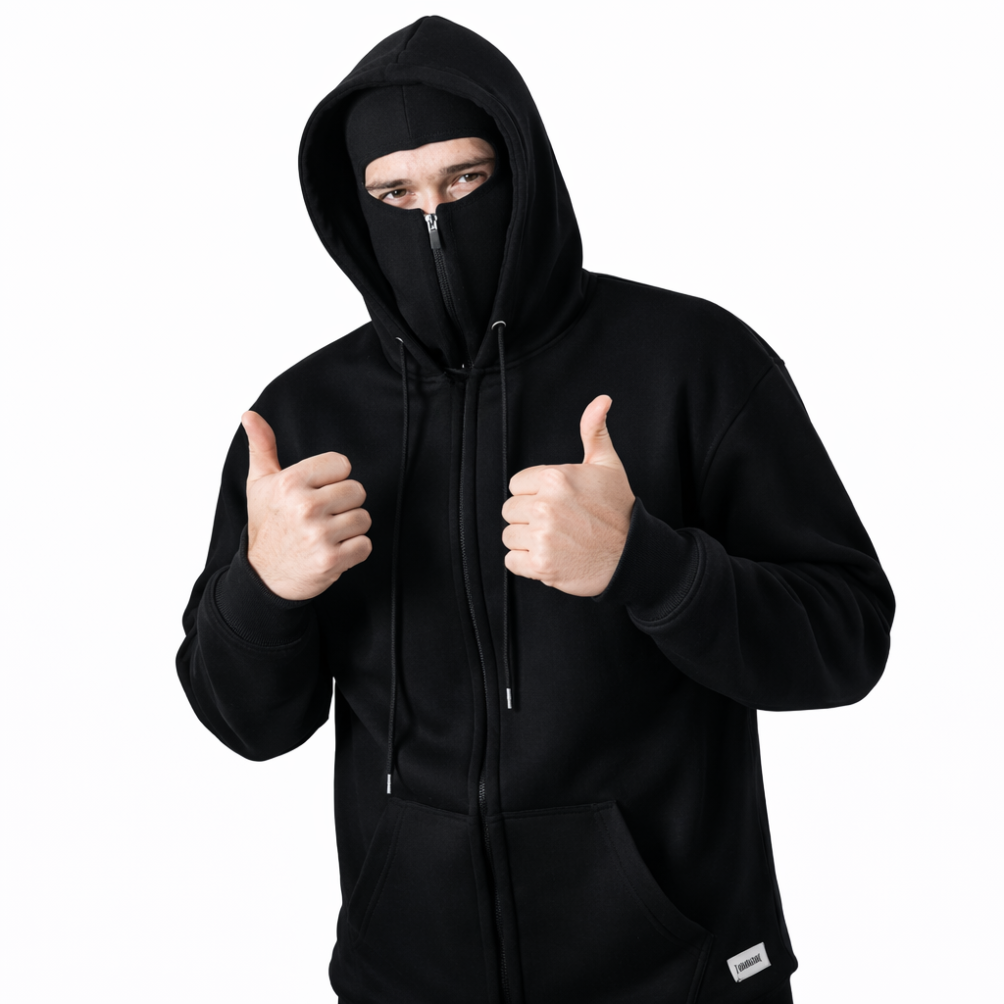 Balaclava Hoodie - Ninja Mode - Biker Hoodie Black