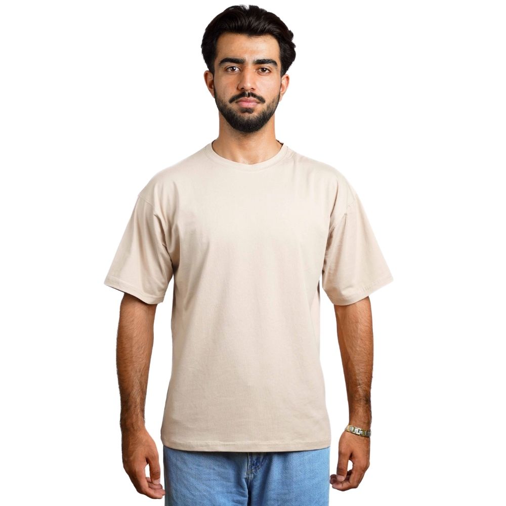 Beige Drop Shoulder T-Shirt | Unisex