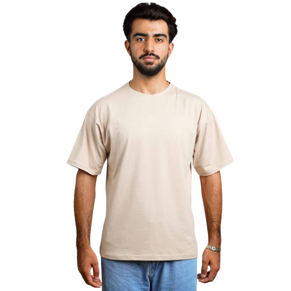 Beige Drop Shoulder T-Shirt | Unisex