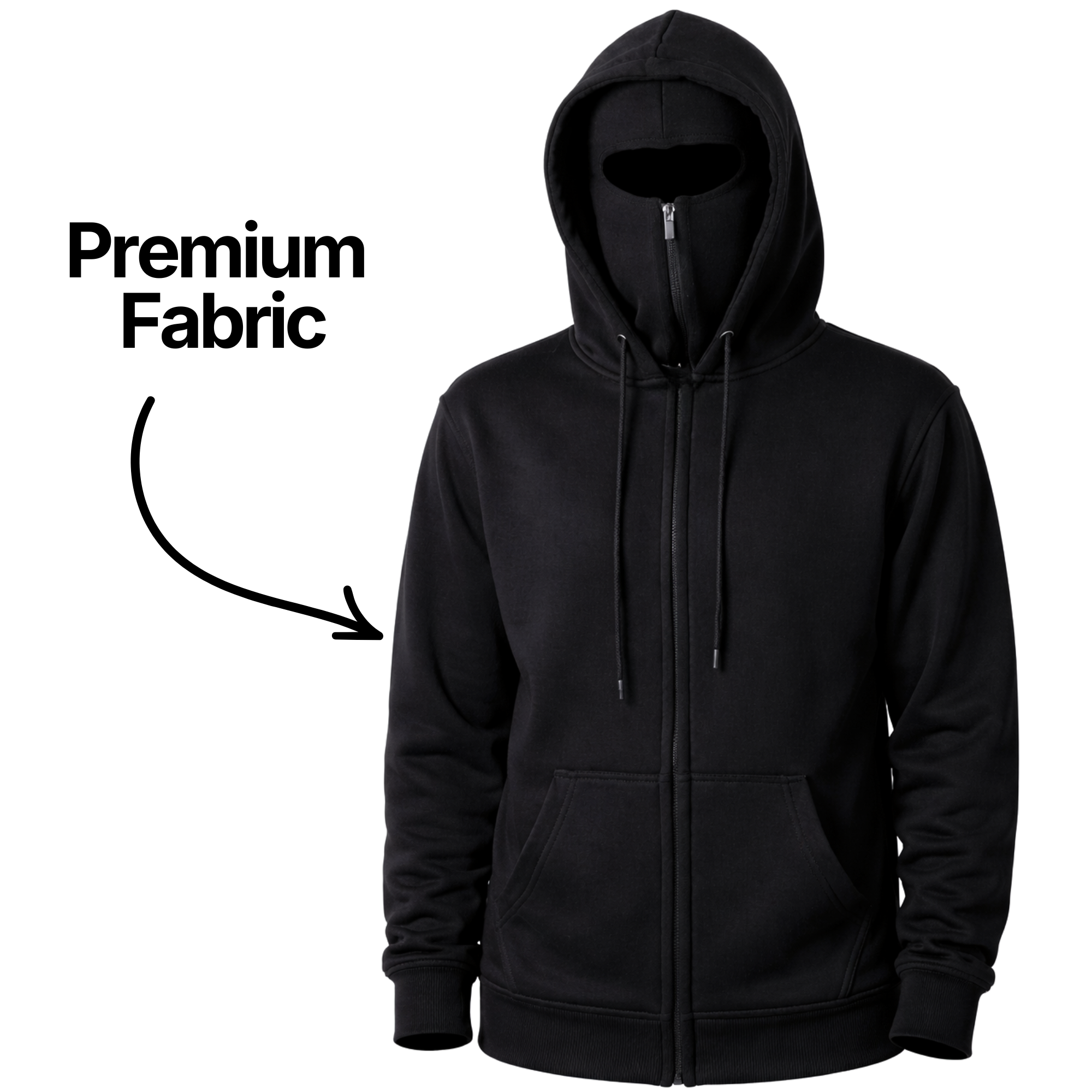 Balaclava Hoodie - Ninja Mode - Biker Hoodie Black